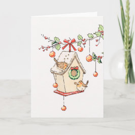 Tarjeta Carte Joyeux Noël rouge-gorge neige