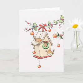 Tarjeta Carte Joyeux Noël rouge-gorge neige