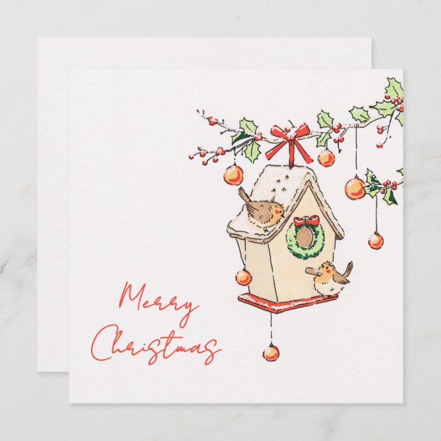 Tarjeta Carte Noël, Robin Chritsmas card (Anverso / Reverso)