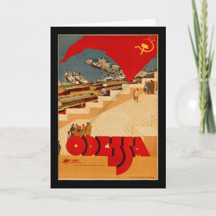 Tarjeta Cartel antiguo de Odessa Ucrania Cccp Ussr soviéti