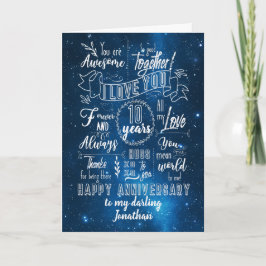 Tarjeta Cartel azul del 10° aniversario