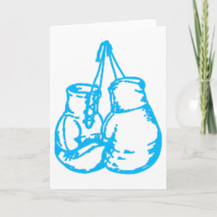 Tarjeta Cartel azul genial de boxeo con guantes