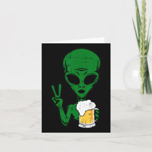 Tarjeta Cartel de cerveza alienígena Área 51 signo de paz