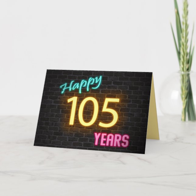Tarjeta Cartel de cumpleaños 105 en ladrillo (Anverso)