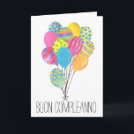 Tarjeta Cartel de cumpleaños de Italia<br><div class="desc">Globos de color con tarjeta de cumpleaños italiana. Esta tarjeta de globo colorido es una pintura acuarela original dibujada a mano. Esta tarjeta también está disponible en otros idiomas no ingleses</div>