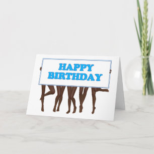 Tarjeta Cartel de cumpleaños feliz de una línea de chicas