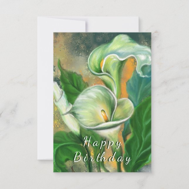 Tarjeta Cartel de cumpleaños Pintura de Calla Lily Flores (Anverso)