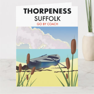 Tarjeta Cartel de playa vintage de Thorpeness Suffolk.