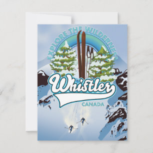 Tarjeta cartel de viaje de esquí de Whistler Canadá.