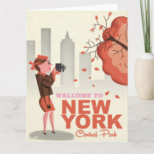 Tarjeta Cartel de viaje vintage de Central Park de Nueva Y