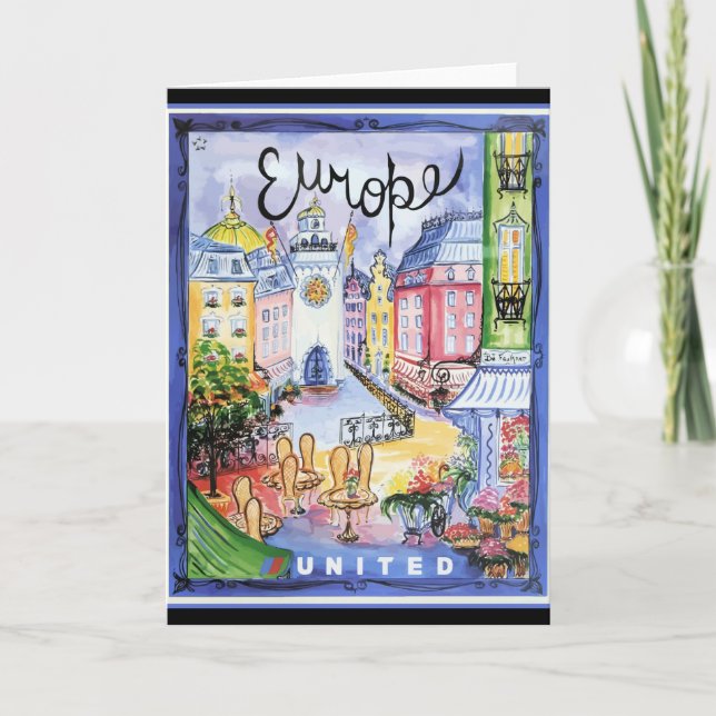 Tarjeta Cartel de Viajes de la Vieja Europa, (Anverso)