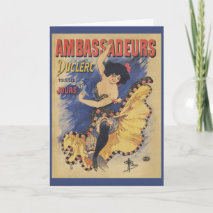 Tarjeta Cartel francés vintage de bailarina Art Nouveau