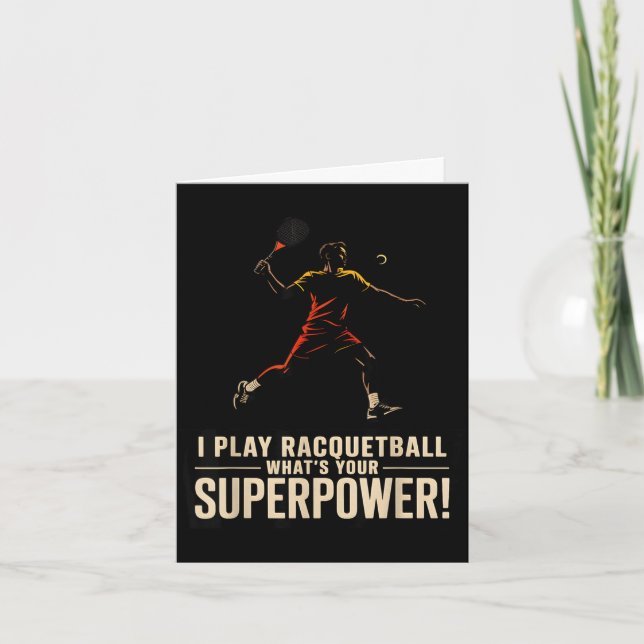 Tarjeta Cartel retro de súper poder divertido de raquetbol (Anverso)