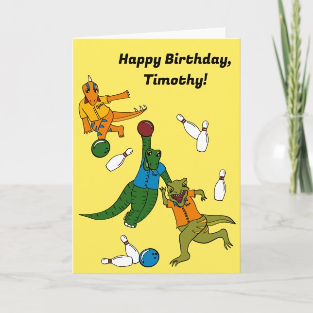 Tarjeta Carteles Personalizados de Bolos de Dinosaurios An (Anverso)