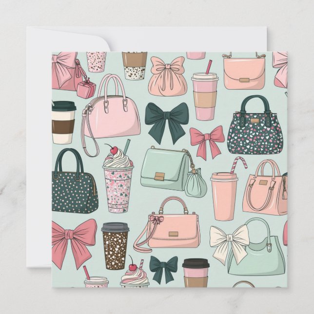 Tarjeta Carteras, lazos y lattes (Anverso)