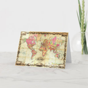Tarjeta Cartografía de época del Mapa del Mundo Antiguo
