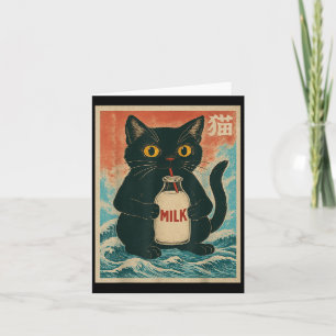 Tarjeta Cartón de leche de bebida de gato negro Anime Funn