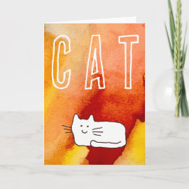 Tarjeta Cartoon Cat Doodle Line Art Folded Greeting Card