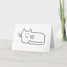 Tarjeta Cartoon Cat Doodle Line Drawing Greeting Card