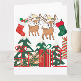 Tarjeta Cartoon Deer & Christmas Elements