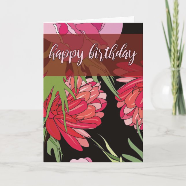 Tarjeta Cartoon Flowers Birthday Card (Anverso)