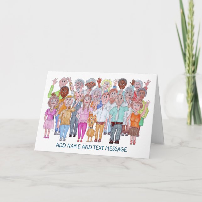 Tarjeta Cartoon of Sad People Waving Goodbye Card (Anverso)