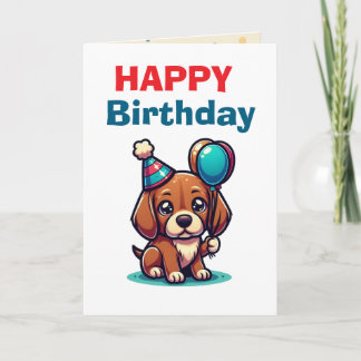 Tarjeta Cartoon Puppy Birthday Card - Modern Cute
