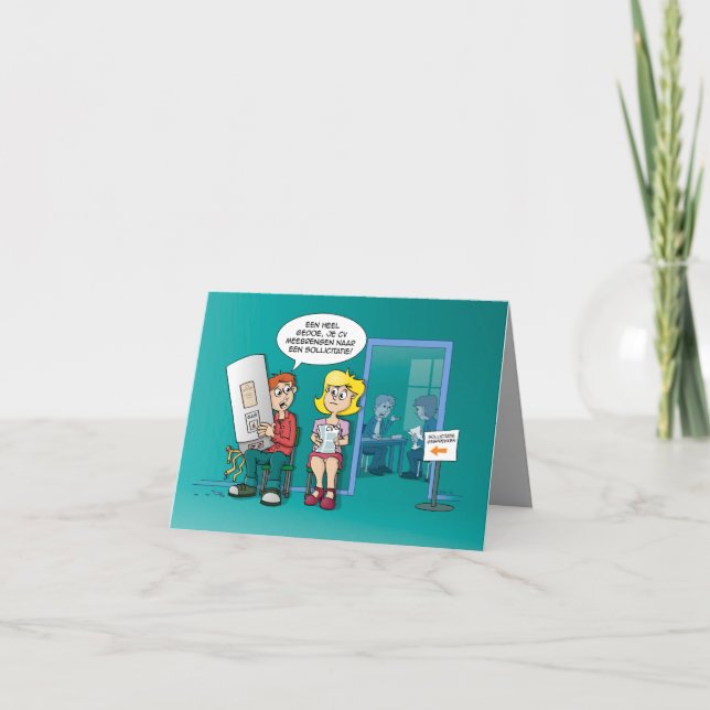 Tarjeta cartoon; solliciteren met een cv (Anverso)