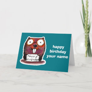 Tarjeta cartoon style beaver happy birthday message