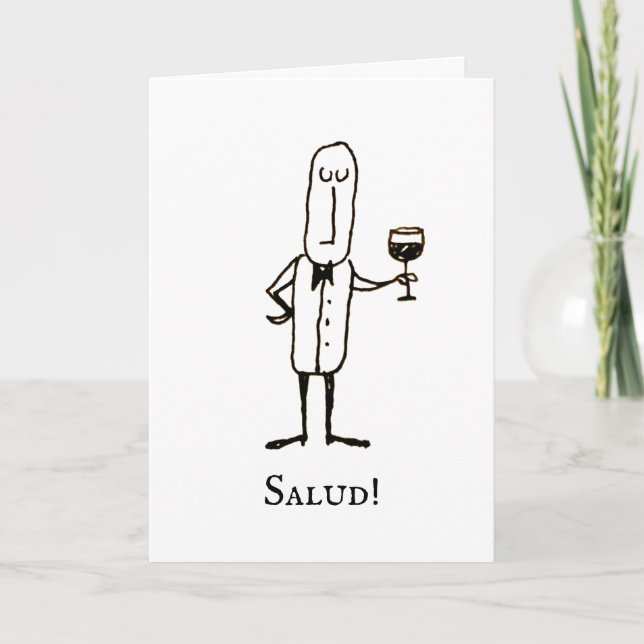 Tarjeta Cartoon Waiter Feliz Cumpleanos Birthday Card (Anverso)