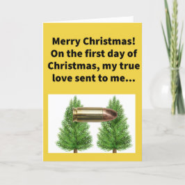 Tarjeta Cartucho divertido en un par de árboles Navidades