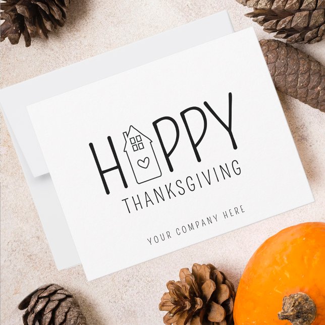 Tarjeta Casa Cute Feliz Día de Acción de Gracias inmobilia (Cute House Happy Thanksgiving Real Estate Card)