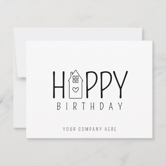 Tarjeta Casa Cute Inmobiliaria Feliz Cumpleaños (Anverso)