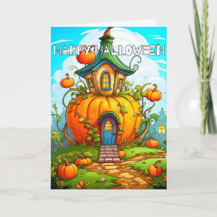 Tarjeta Casa de calabazas de Halloween