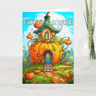 Tarjeta Casa de calabazas de Halloween