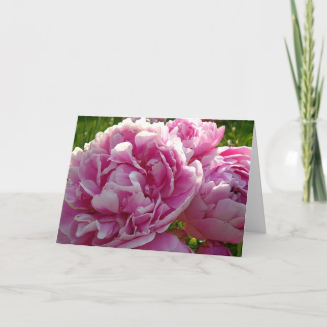 Tarjeta Casa de campo de campo con flores de Pink Peony (Anverso)