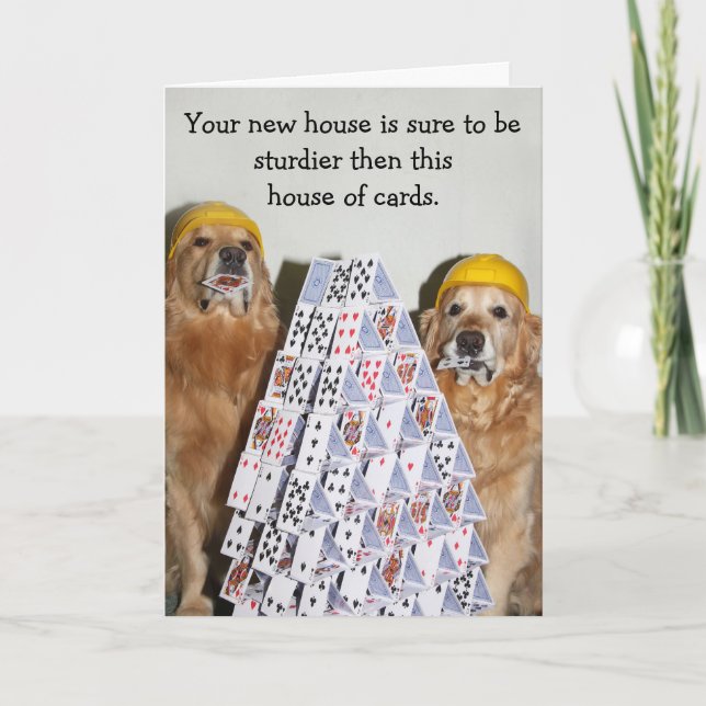 Tarjeta Casa de cartas nueva de Golden Retriever (Anverso)
