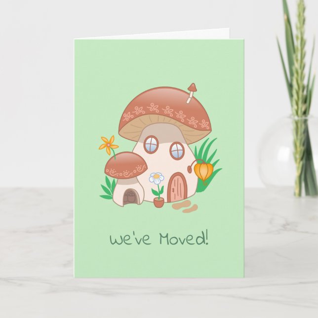 Tarjeta Casa de champiñones de hadas caprichosas que mudam (Anverso)