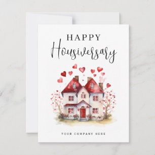 Tarjeta Casa de Corazón con Acuarela Feliz Aniversario de