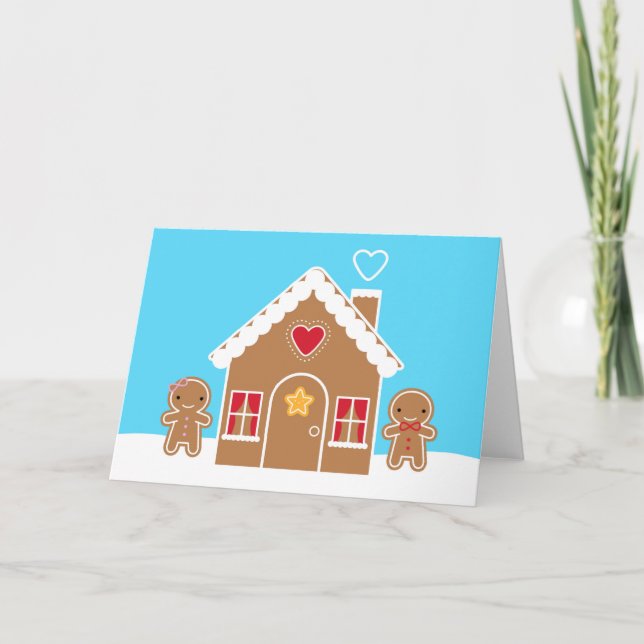 Tarjeta Casa de Gingerbread para Navidades de Kawaii (Anverso)