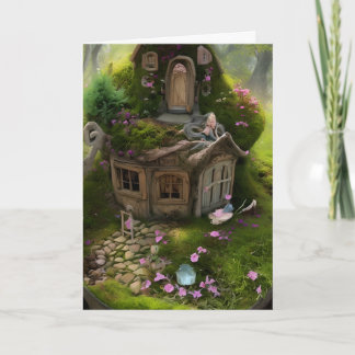 Tarjeta Casa De Hadas Y Jardín.