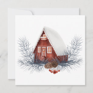 Tarjeta Casa de Invierno Festiva