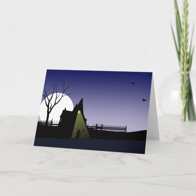 Tarjeta Casa de la bruja de Halloween (Anverso)