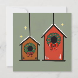 Tarjeta Casa de Pájaros de Navidad – Diseño Mínimo Acogedo