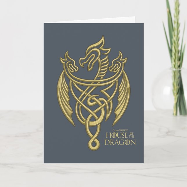 Tarjeta CASA DEL DRAGÓN | Escudo Golden Filigree Dragon (Anverso)