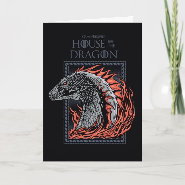 Tarjeta CASA DEL DRAGÓN | Perfil de dragón en llamas (Anverso)