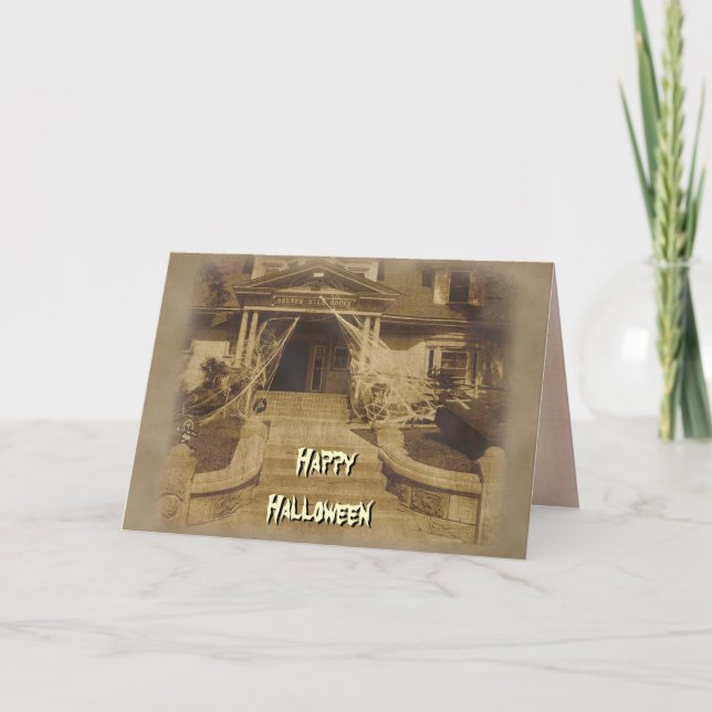Tarjeta Casa embrujada en Halloween (Anverso)
