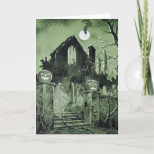 Tarjeta Casa embrujada Jack O' Lantern Fantasma Murciélago
