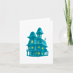 Tarjeta Casa Embrujada Mansión de Fantasmas de Halloween