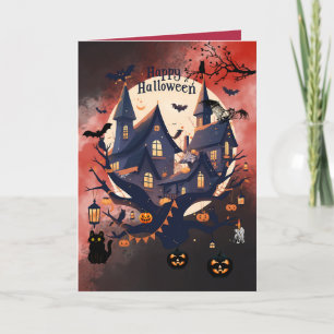Tarjeta Casa embrujada personalizada de Halloween espeluzn